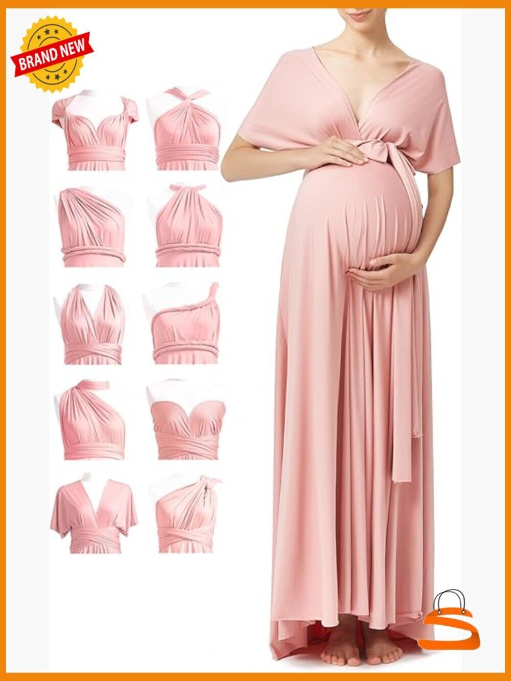 Maternity Infinity Wrap Maxi Dress - Formal Gown for Photoshoots